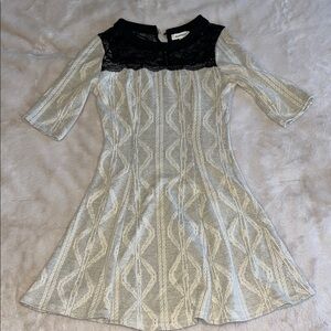 Black and Cream Patterned knit Dress